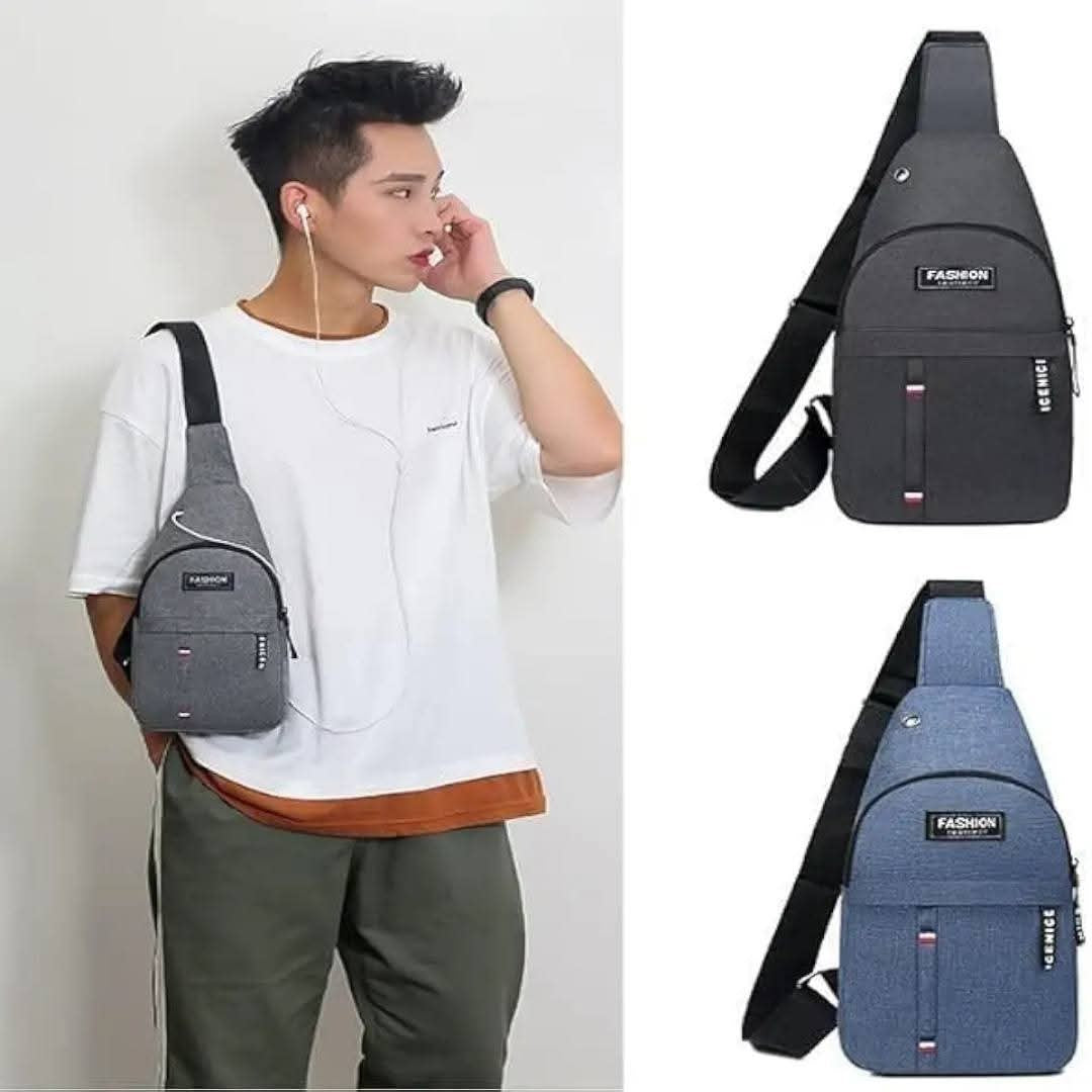 Men Sling Chest Bag Crossbody Shoulder Backpack Waterproof USB Earphone Sport