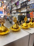 Luxury Gold Arabic Incense Burner Portable Metal Bakhoor Oud Holder Home Gift