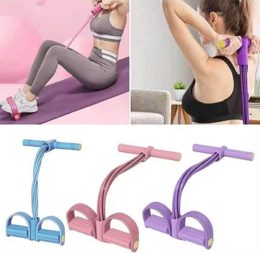 4-Tube Pedal Resistance Band Elastic Pull Rope Home Gym Fitness Sit-up Exercise