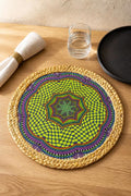 Boho Mandala Round Placemat Woven Straw Braided Table Mat Dining Decor 1PC