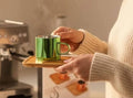 Espresso Cups Set Stainless Steel Coffee Mugs Bamboo Saucers Metallic Gift Set