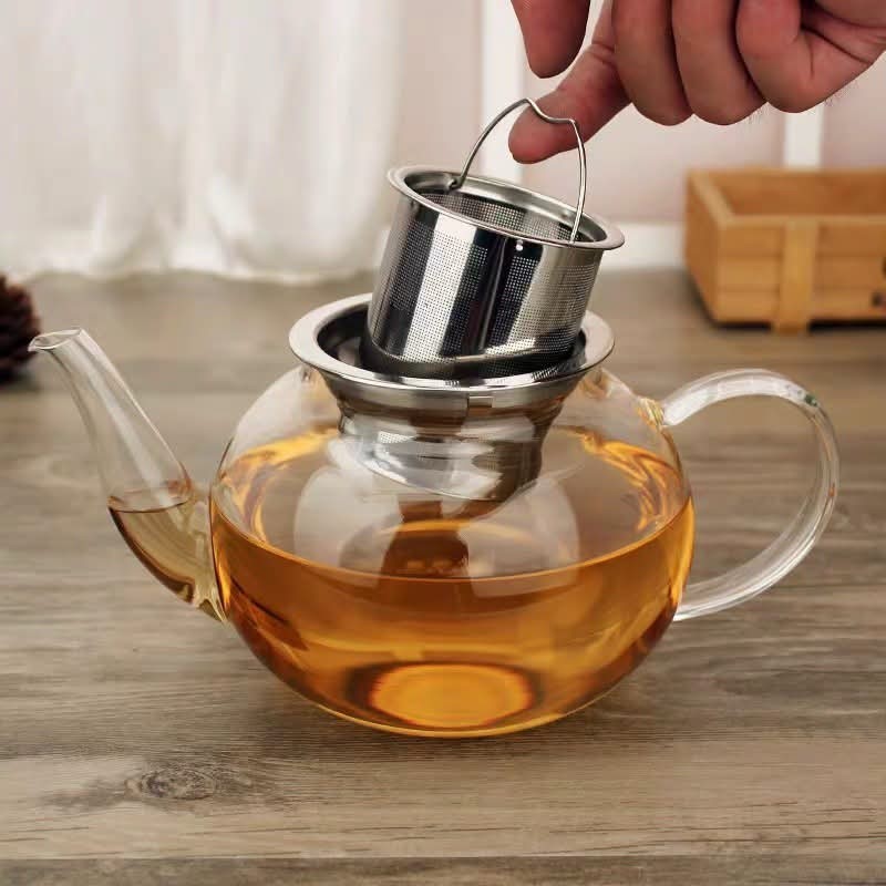 Clear Borosilicate Glass Teapot with Removable Stainless Steel Infuser Heat Res.