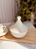 Ceramic Tagine Shaped Candy Bowl with Lid Vintage Sugar Dish Dessert Server