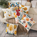Boho Embroidered Throw Pillow Cover Tufted Floral Cushion Case 18x18 Sofa Decor