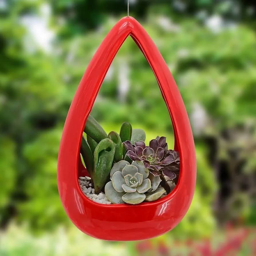 Hanging Ceramic Teardrop Planter SucculentAir Plant Pot Modern Home Garden Decor