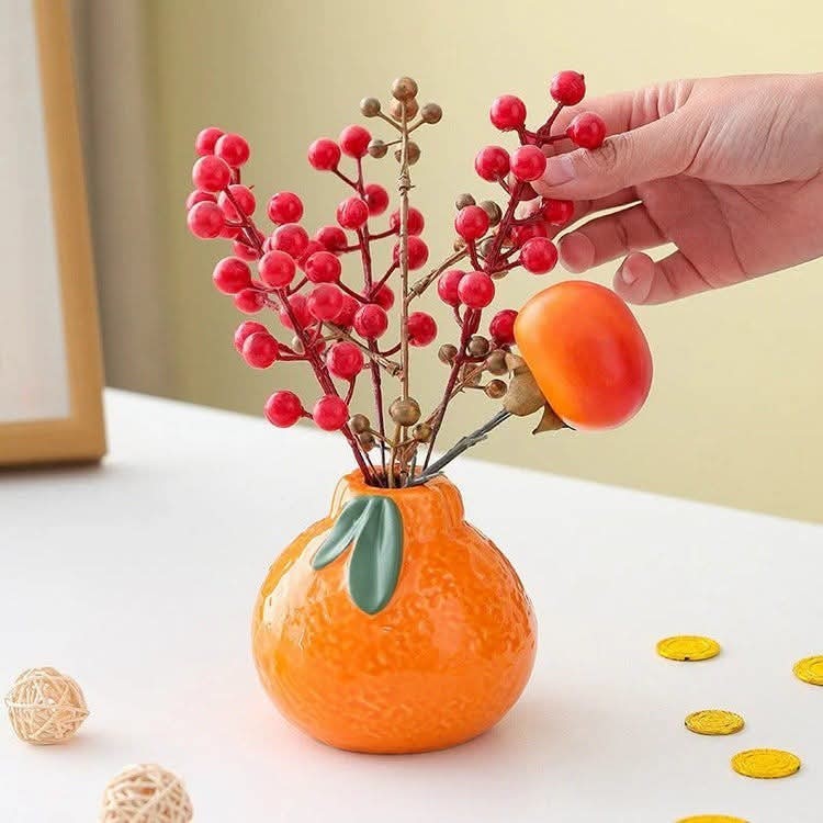 Artificial Pomegranate Berry Picks - Fall Decor for Wreaths & Centerpieces