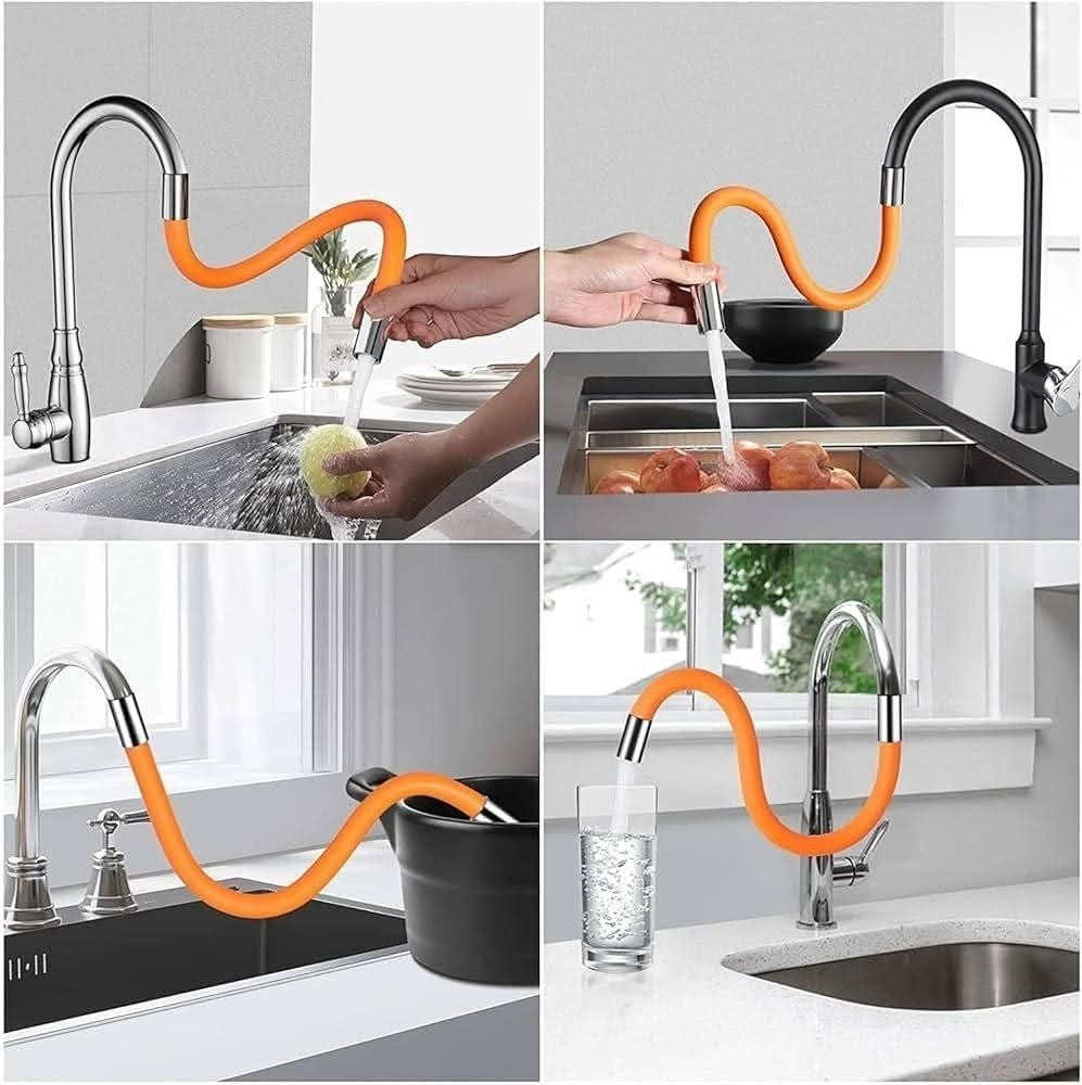360 Rotation Kitchen Faucet Extension Tube Flexible Hose Splash Proof Nozzle