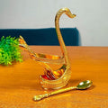 Luxury Gold Swan Base Holder with 6 Decorative Spoons Set - Tableware