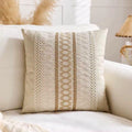 White Boho Throw Pillow Cover Woven Linen Lace Textured Cushion Case 18x18 Sofa