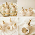 Luxury Ceramic Trinket Box with Gold Animal Lid Jewelry Storage Home Decor