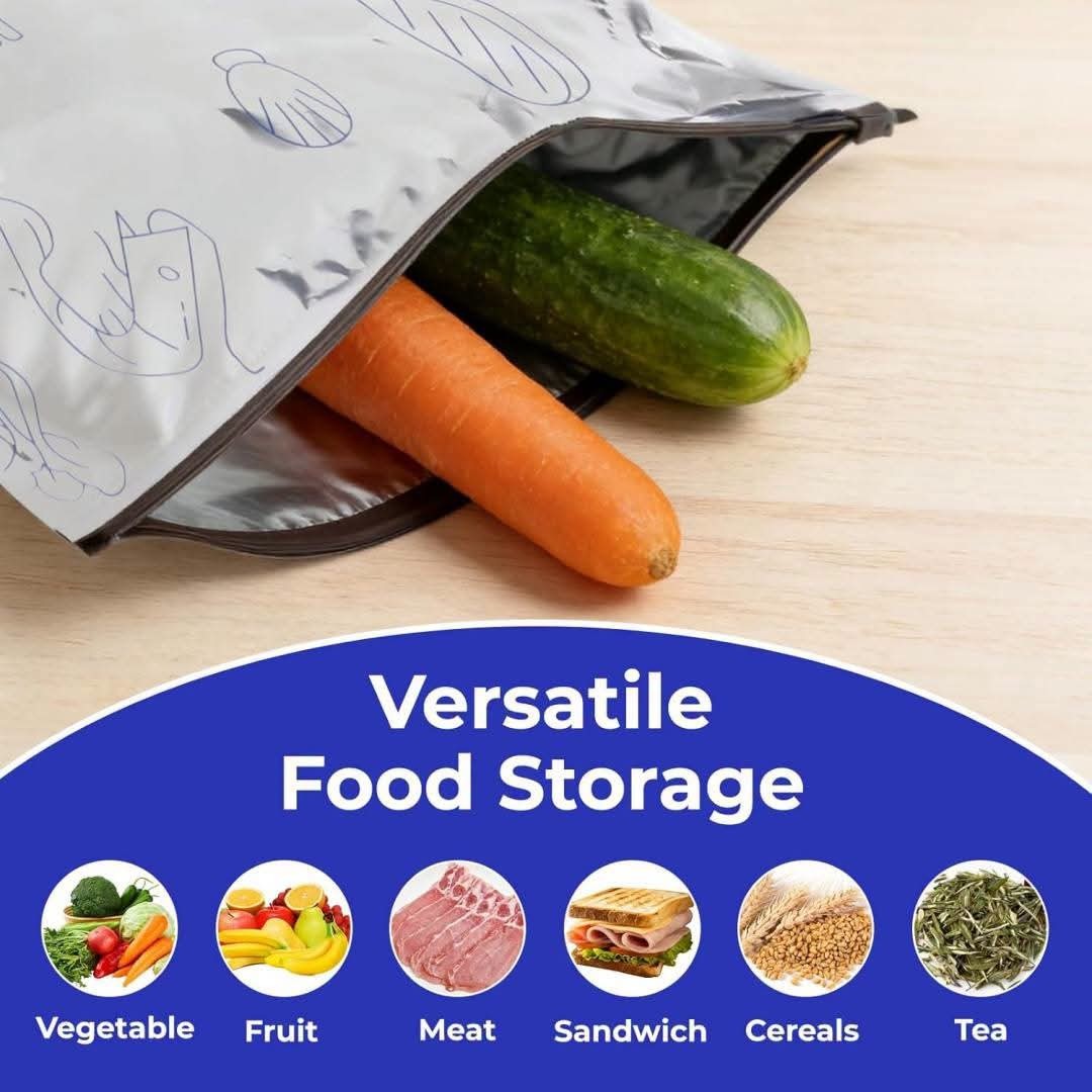 45 Reusable Mylar Bags Aluminum Foil Food Storage Ziplock Freezer Bags 3 Sizes