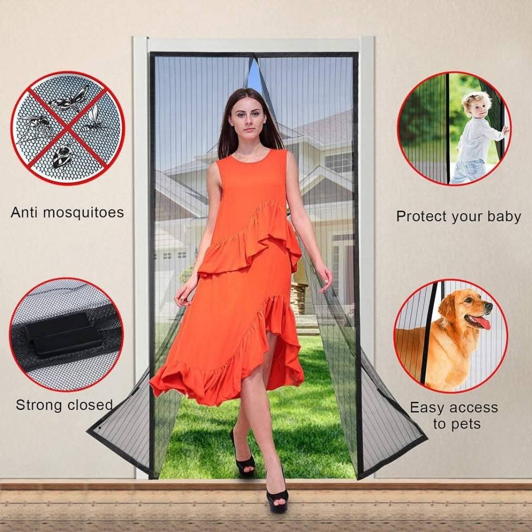 Magnetic Screen Door Mesh Curtain 100x210cm - Self Closing Fly Insect Net