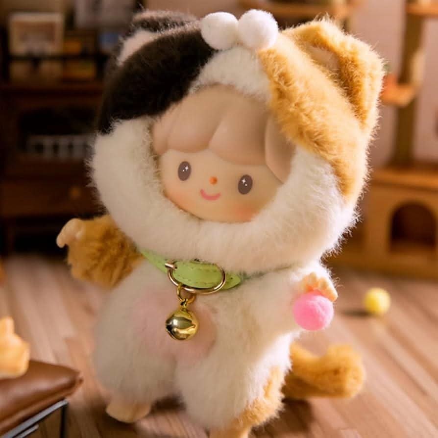 Cute Fluffy Cat Plush Doll Keychain with Bell – Kawaii Bag Charm Gift