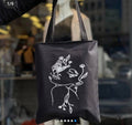 Heavy Duty Canvas Tote Bag with Zipper, Cute Embroidered Girl, Eco-Friendly