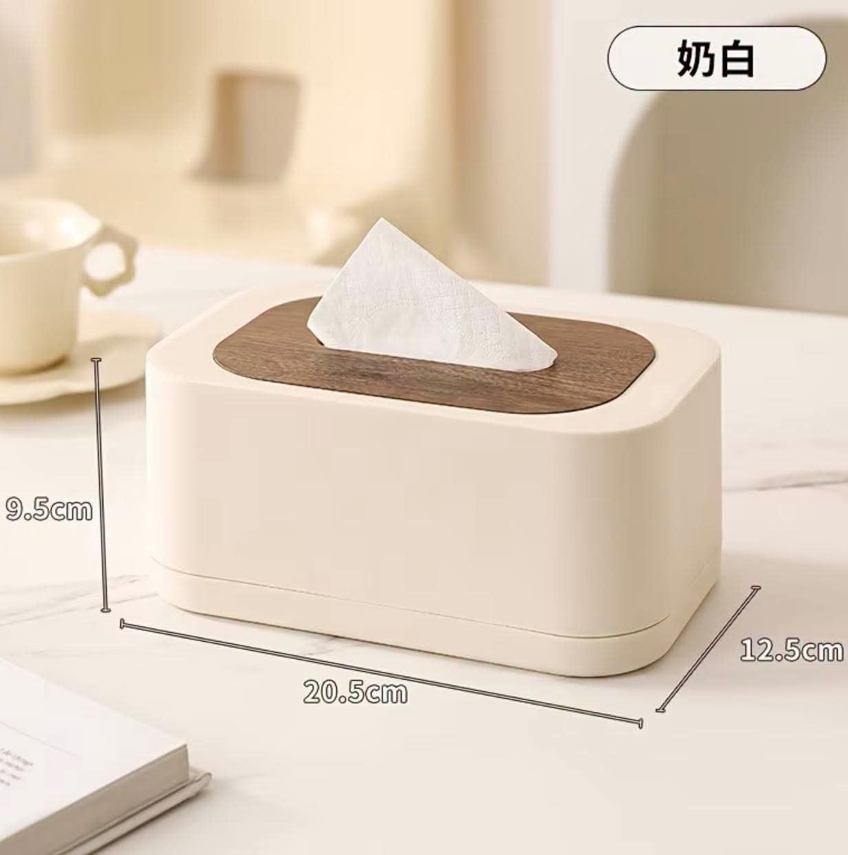 Modern Tissue Box Cover with Wooden Lid – Nordic Minimalist Decor Holder