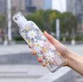 Clear Plastic Water Bottle with Cute Daisy Print - BPA Free, Portable Hydration
