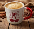 Cute Cherry Mug Ceramic Coffee Tea Cup Bow Handle Coquette Aesthetic Gift Girls