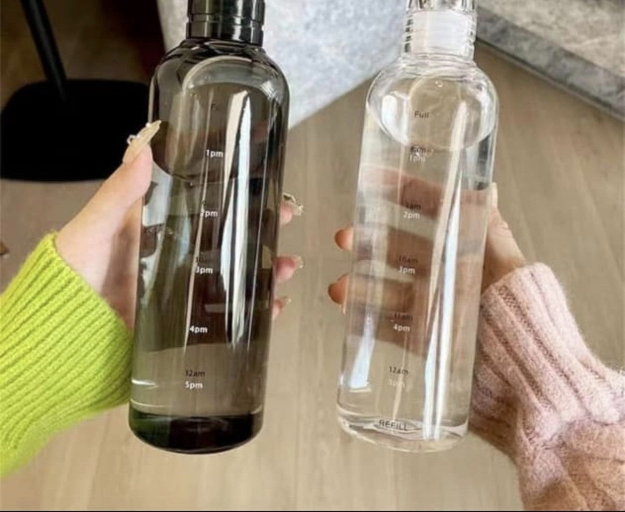 Motivational Acrylic Water Bottle with Time Marker Leakproof Clear Sports Flask