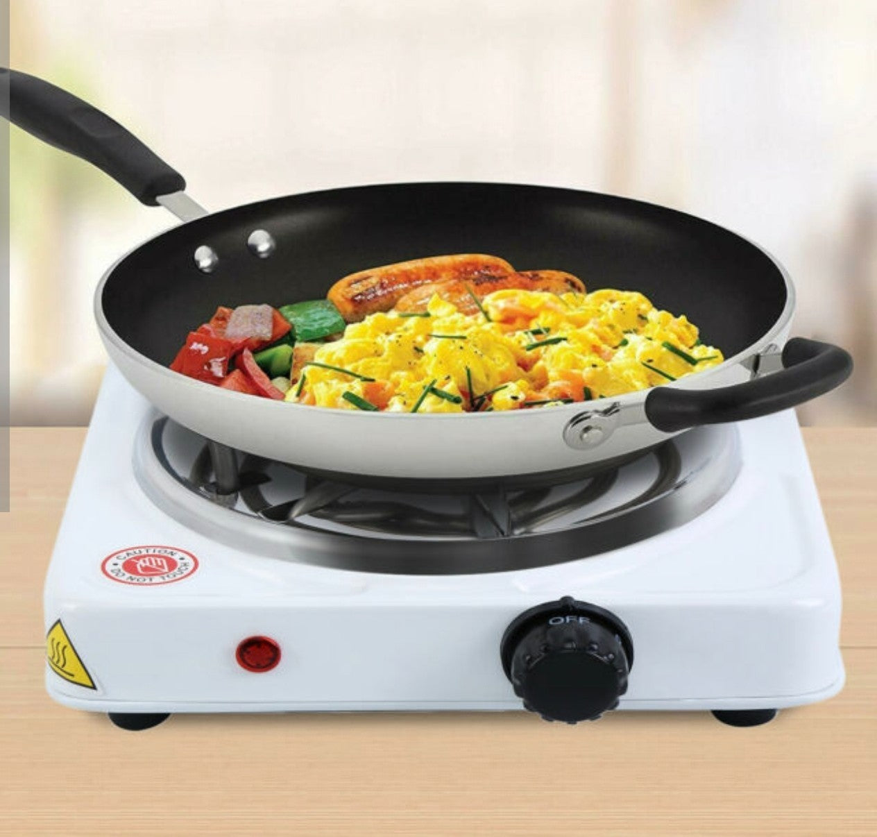 Impex Single Electric Hot Plate 1000W Portable Countertop Stove, Easy Clean