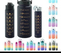 3Pcs Motivational Water Bottle Set with Time Markers, Leakproof Gym Bottles