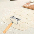 StainlessSteel Rolling Dough Cutter 8cm Wooden Handle Dumpling Wrapper SkinMaker