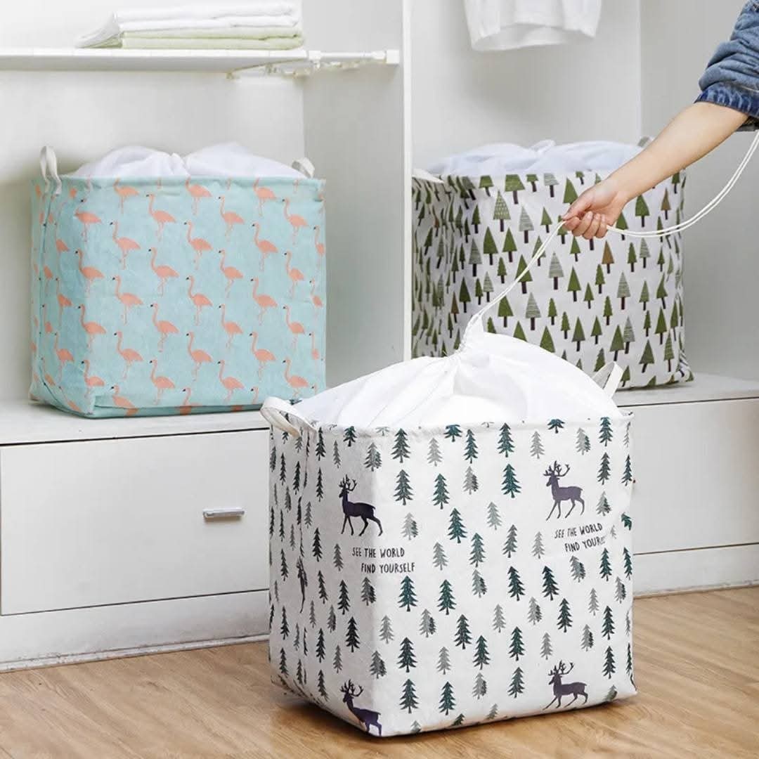 Large Fabric Storage Bag Toy Organizer with Drawstring Closure - Extra Large