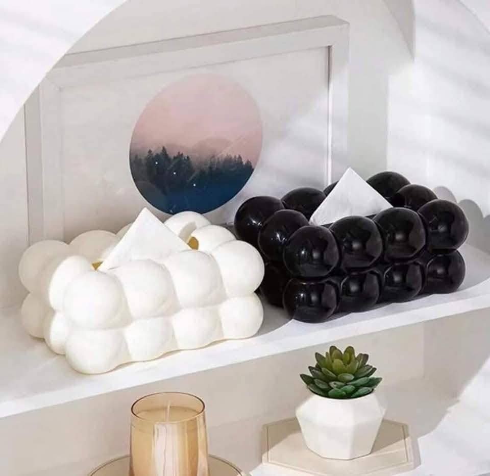 Cloud Bubble Tissue Box Cover Nordic Home Decor Vanity Cream White Onyx Black