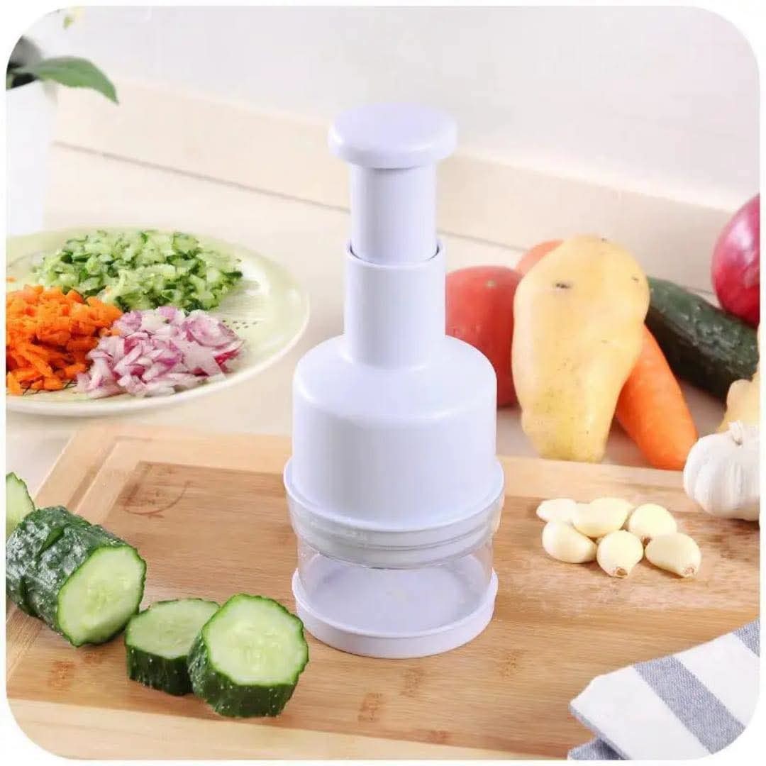 Manual Food Chopper Press | Vegetable Slicer, Garlic Dicer, Onion Cutter White