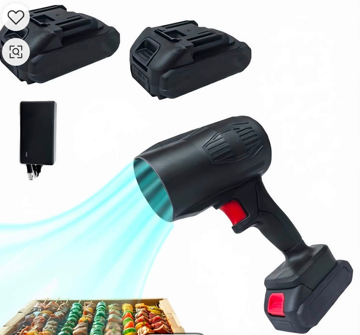 Cordless Turbo Jet Fan Blower 21V Electric Air Duster Car Drying w/ 2 Batteries