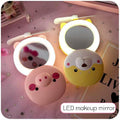 3-in-1 LED Makeup Mirror with Mini Fan - Cute Bear, USB Rechargeable Portable