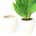 Modern White Textured Planter Pot Indoor Outdoor Flower Garden Home Decor