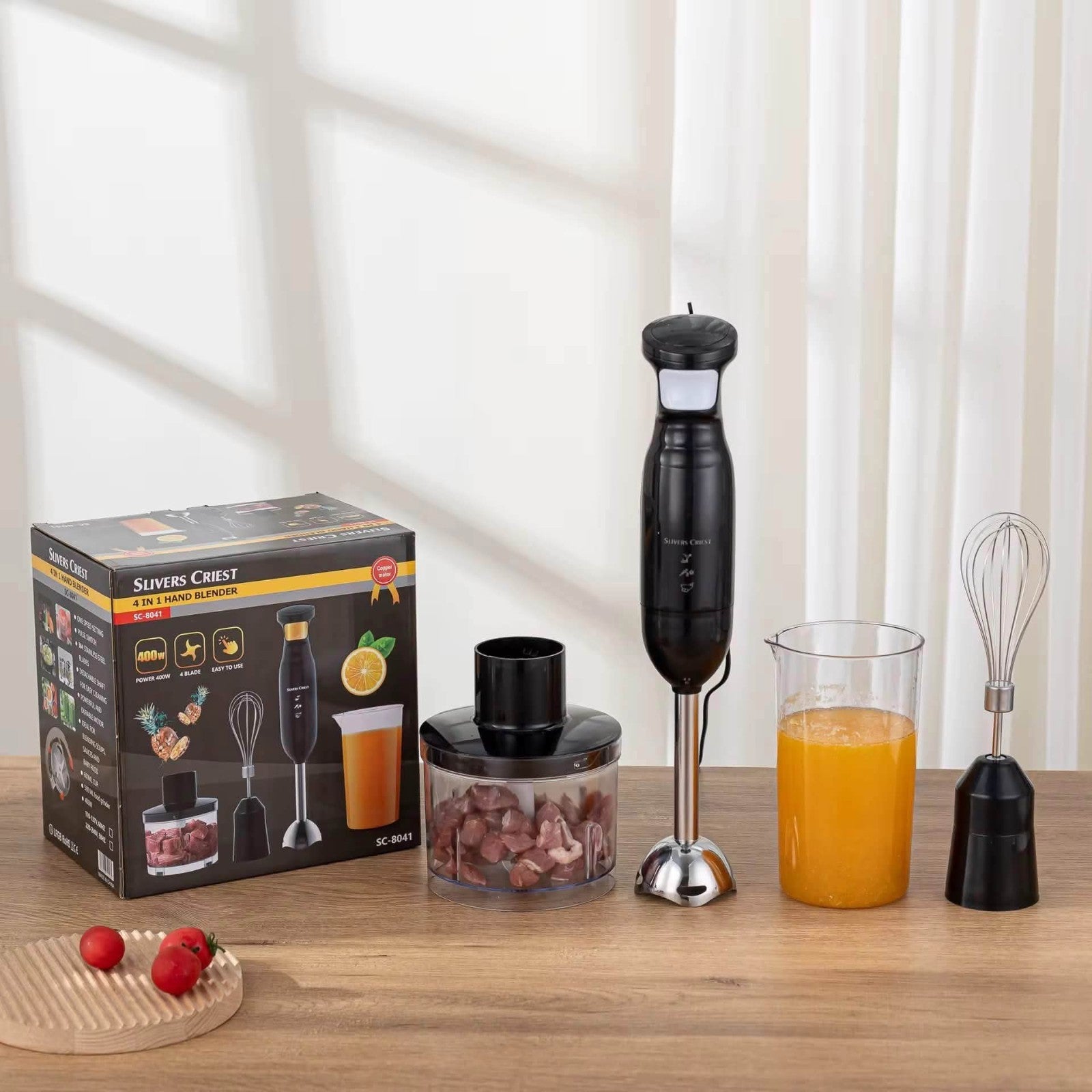 Silver Crest 4-in-1 Hand Blender 400WElectric Immersion Mixer Food Chopper Whisk