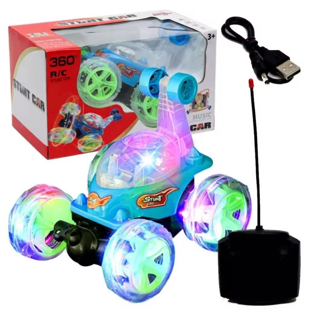 RC Stunt Car 360 Rotating Remote Control Tumbling Flip Car LED Lights Music Toy