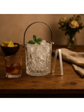 Crystal Glass Ice Bucket with Tongs Stainless Steel Handle Clear Barware Set