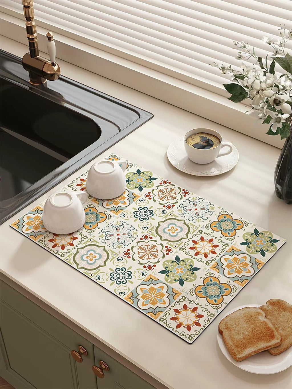 Aesthetic Silicone Coffee Corner Mat | Premium Absorbent & Heat-Resistant Countertop Protector