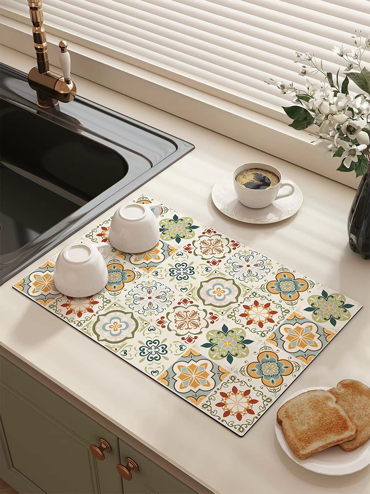 Aesthetic Silicone Coffee Corner Mat | Premium Absorbent & Heat-Resistant Countertop Protector
