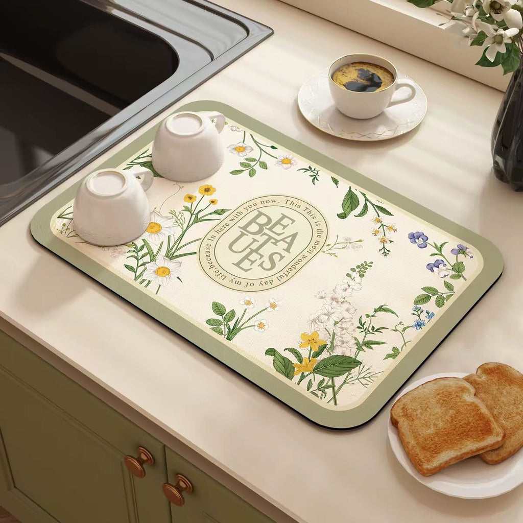 Aesthetic Silicone Coffee Corner Mat | Premium Absorbent & Heat-Resistant Countertop Protector