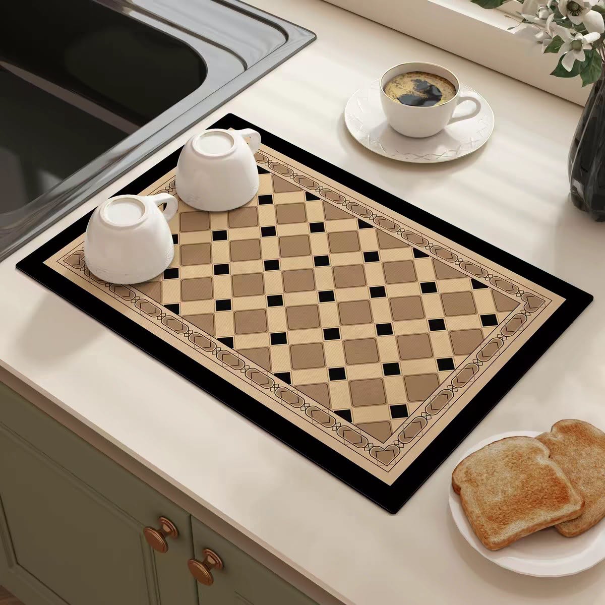 Aesthetic Silicone Coffee Corner Mat | Premium Absorbent & Heat-Resistant Countertop Protector