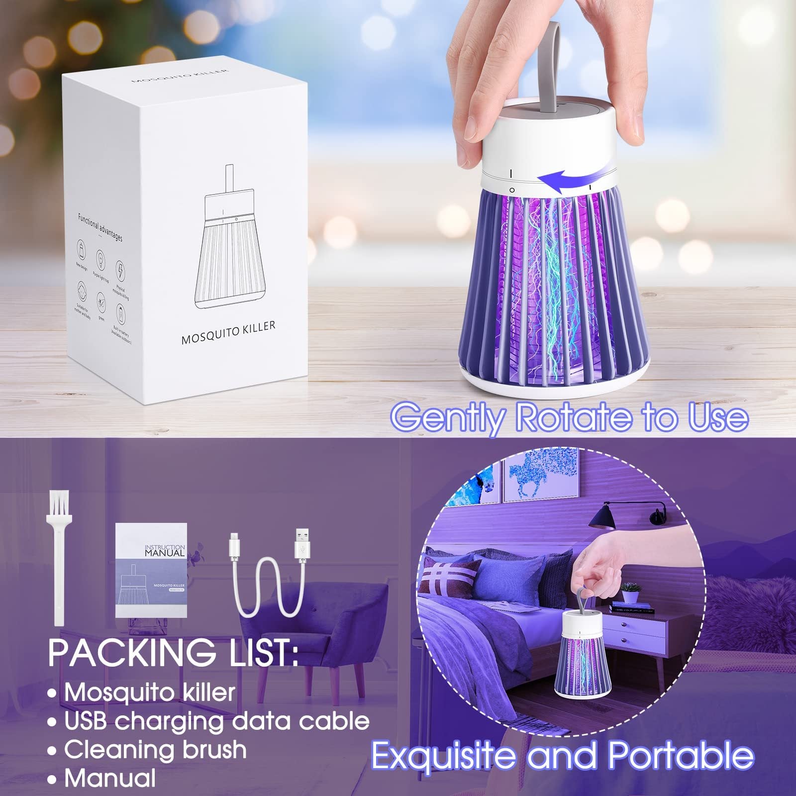 Electric Bug Zapper Lamp — UV Insect Killer & Fly Trap for Indoor Use