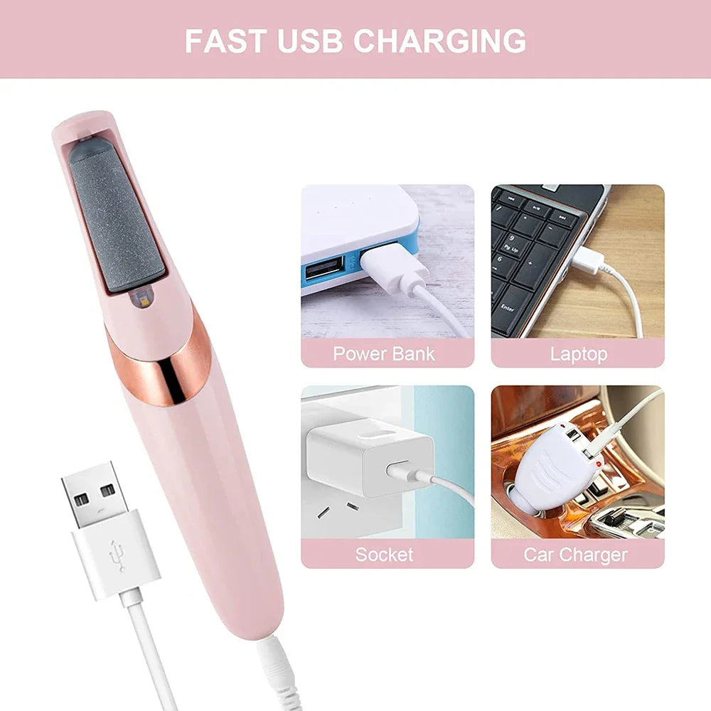 Electric Callus Remover for Feet | Rechargeable Foot File for Dry & Cracked Heels | Professional Pedicure Kit