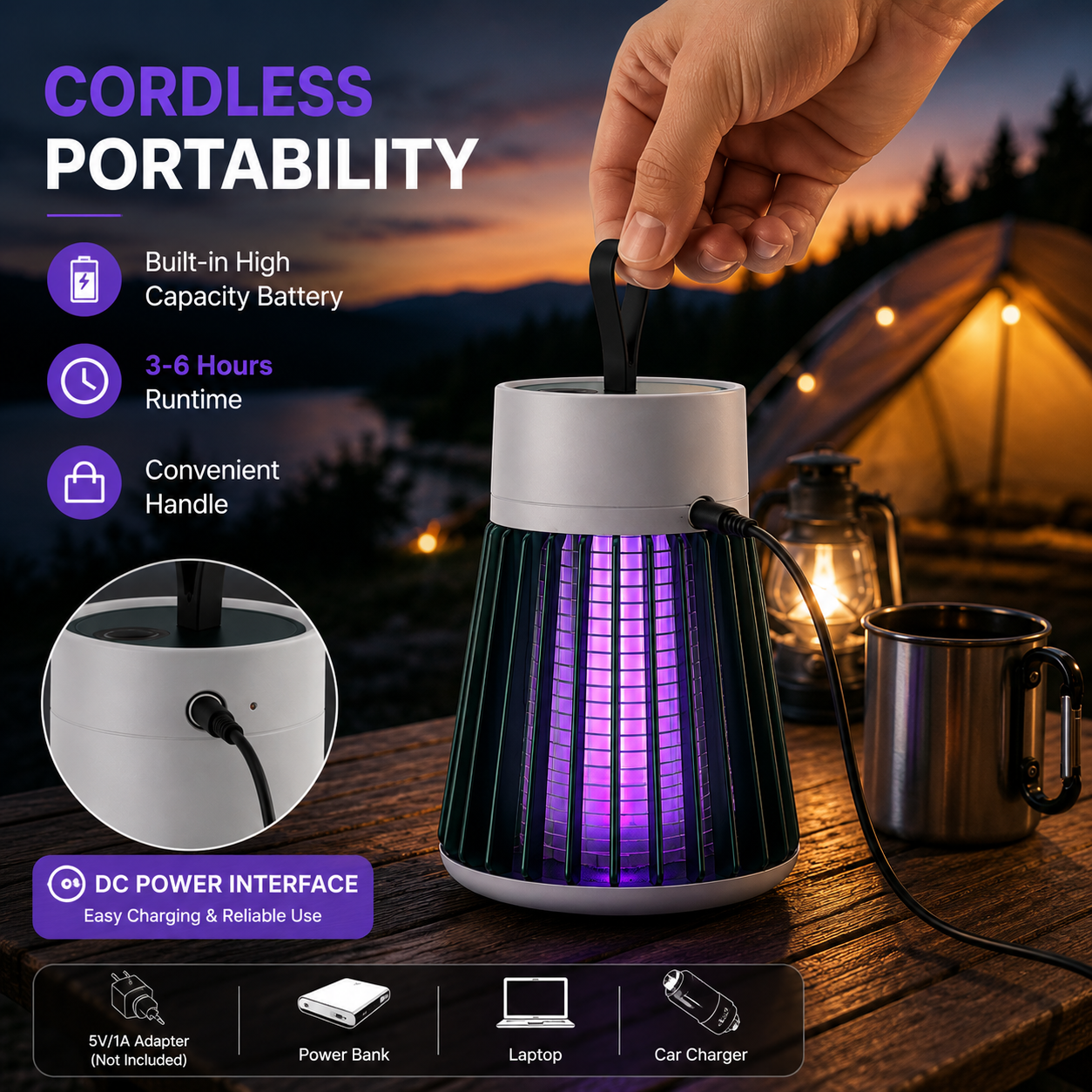 Electric Bug Zapper Lamp — UV Insect Killer & Fly Trap for Indoor Use