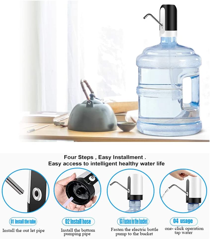 Electric Water Bottle Pump Dispenser – USB Rechargeable Automatic Dispenser for 5 Gallon Jugs