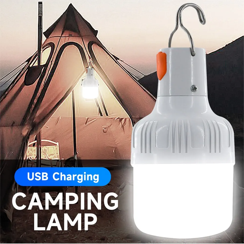 Vintage USB Rechargeable LED Camping Lantern with 4 Light Modes & Hanging Hook