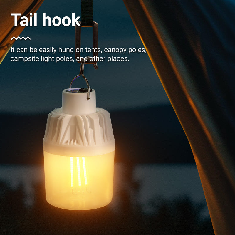 Vintage USB Rechargeable LED Camping Lantern with 4 Light Modes & Hanging Hook