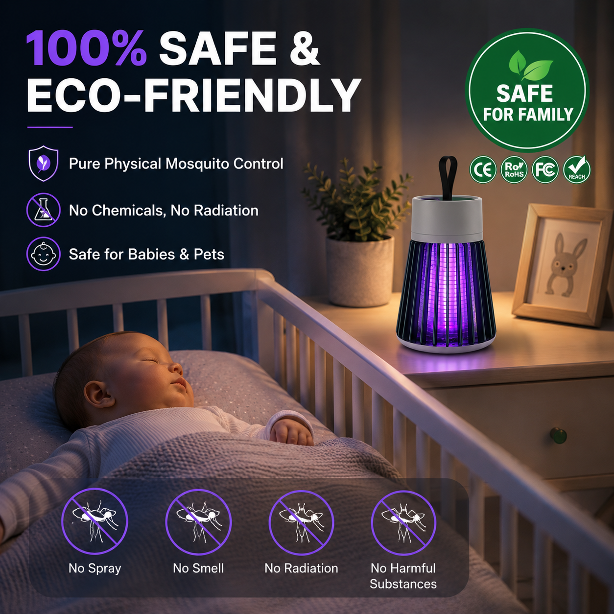 Electric Bug Zapper Lamp — UV Insect Killer & Fly Trap for Indoor Use