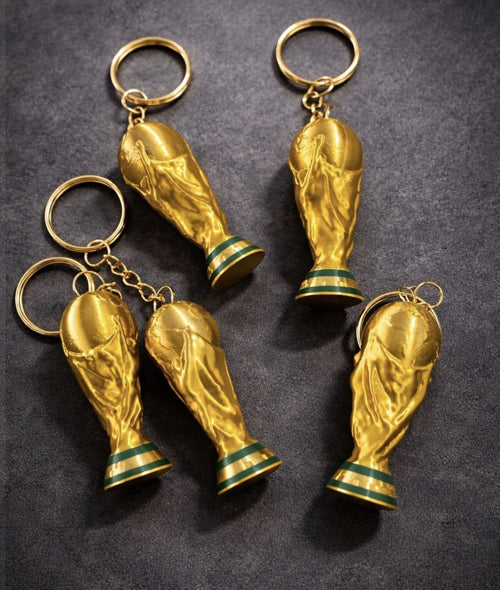Gold Soccer Trophy Keychain – 3D Football Fan Gift & Bag Charm