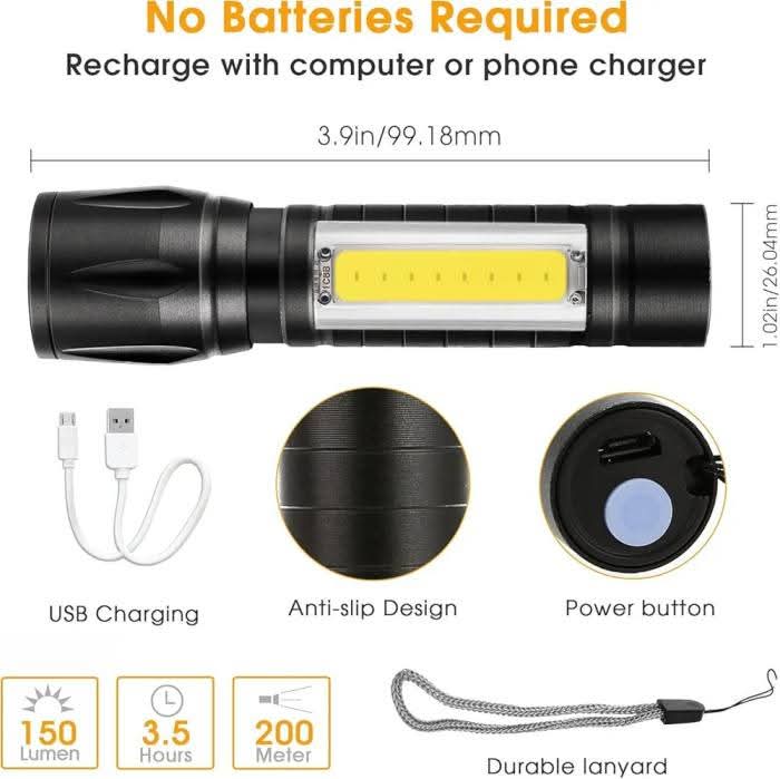 Mini LED Tactical Flashlight — USB Rechargeable, Zoomable & Waterproof Pocket Torch