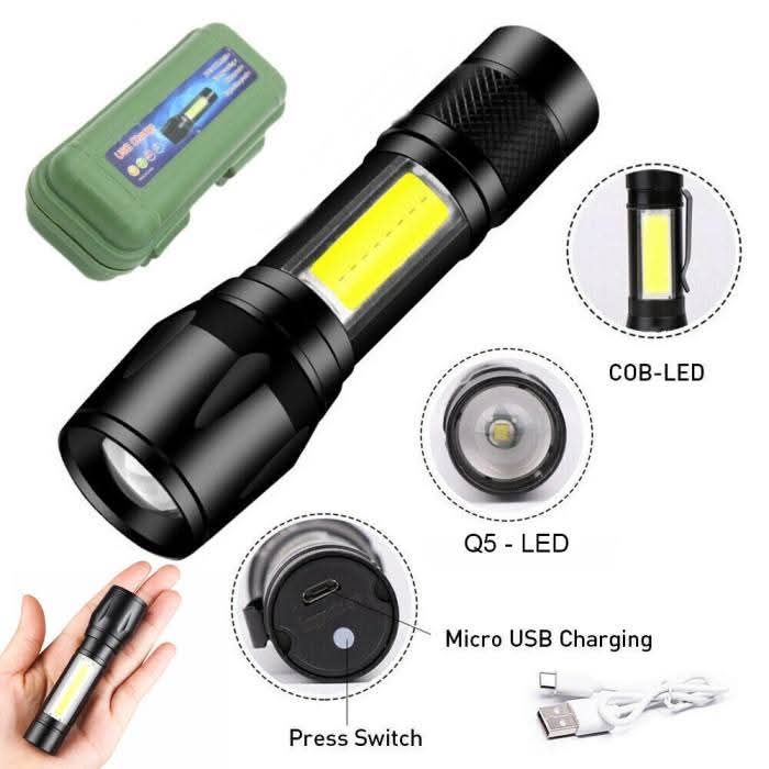 Mini LED Tactical Flashlight — USB Rechargeable, Zoomable & Waterproof Pocket Torch